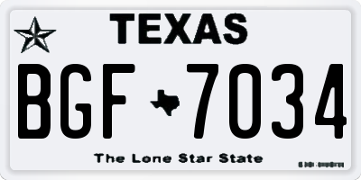 TX license plate BGF7034