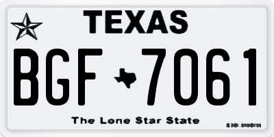 TX license plate BGF7061