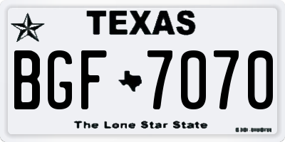 TX license plate BGF7070