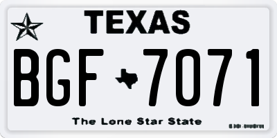 TX license plate BGF7071