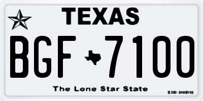 TX license plate BGF7100