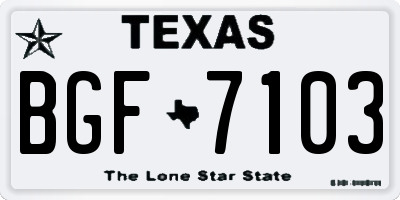 TX license plate BGF7103