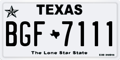 TX license plate BGF7111