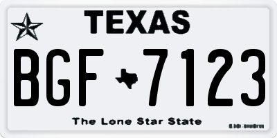 TX license plate BGF7123