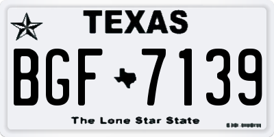 TX license plate BGF7139