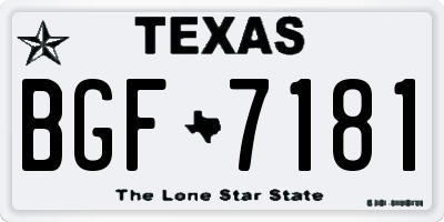 TX license plate BGF7181