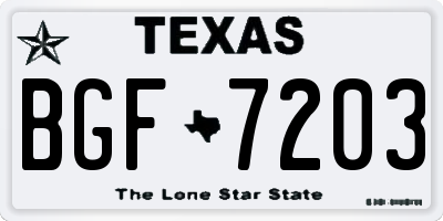 TX license plate BGF7203
