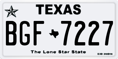 TX license plate BGF7227