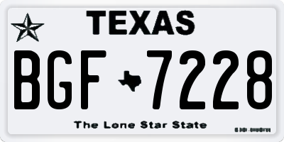 TX license plate BGF7228