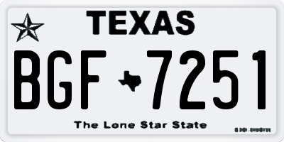 TX license plate BGF7251
