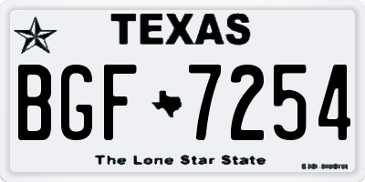 TX license plate BGF7254