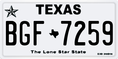 TX license plate BGF7259