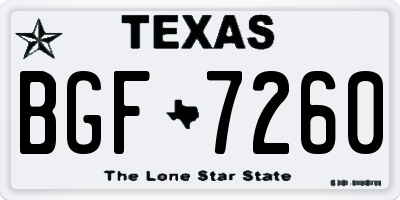 TX license plate BGF7260