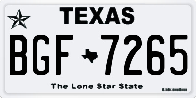 TX license plate BGF7265