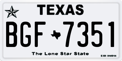 TX license plate BGF7351