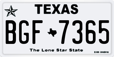 TX license plate BGF7365