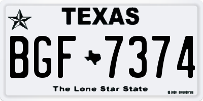 TX license plate BGF7374