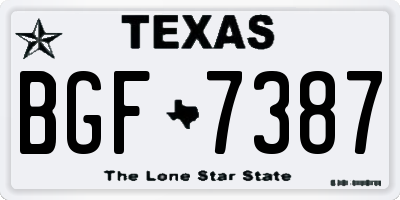 TX license plate BGF7387