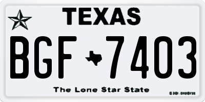 TX license plate BGF7403