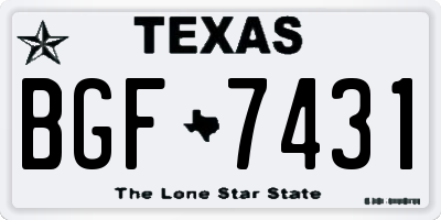 TX license plate BGF7431