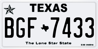 TX license plate BGF7433