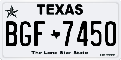 TX license plate BGF7450