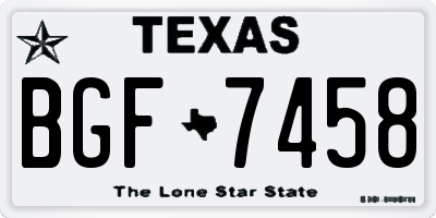 TX license plate BGF7458