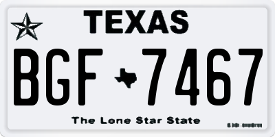 TX license plate BGF7467