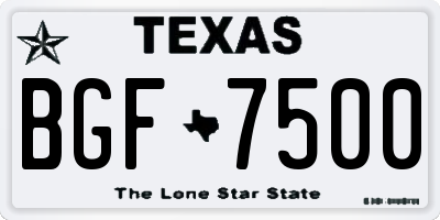 TX license plate BGF7500