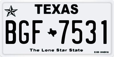 TX license plate BGF7531