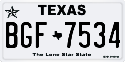 TX license plate BGF7534