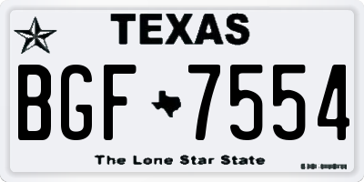 TX license plate BGF7554