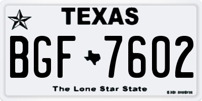 TX license plate BGF7602