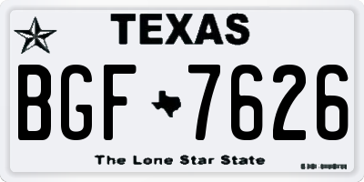 TX license plate BGF7626