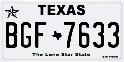 TX license plate BGF7633