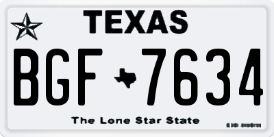 TX license plate BGF7634