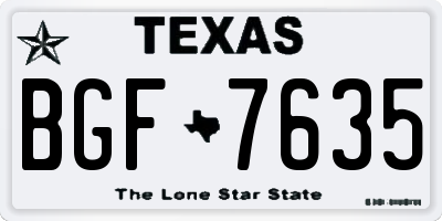 TX license plate BGF7635