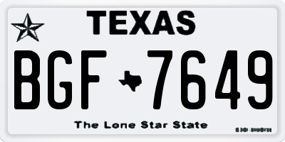 TX license plate BGF7649