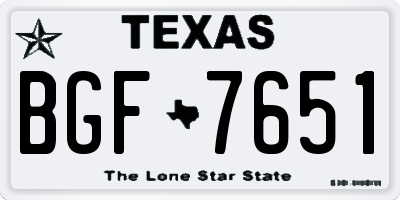 TX license plate BGF7651