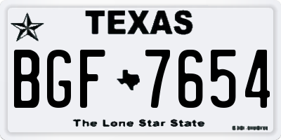 TX license plate BGF7654