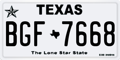 TX license plate BGF7668