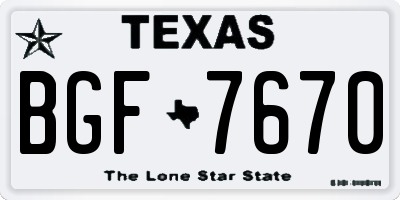 TX license plate BGF7670