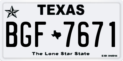 TX license plate BGF7671