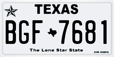 TX license plate BGF7681
