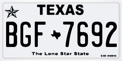 TX license plate BGF7692