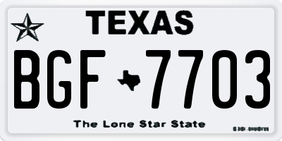 TX license plate BGF7703