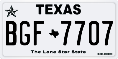 TX license plate BGF7707