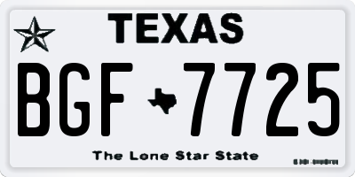 TX license plate BGF7725