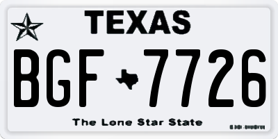TX license plate BGF7726