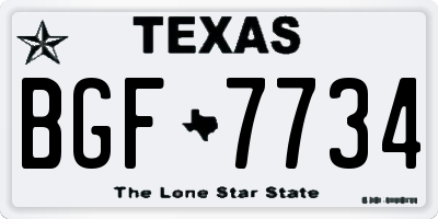 TX license plate BGF7734